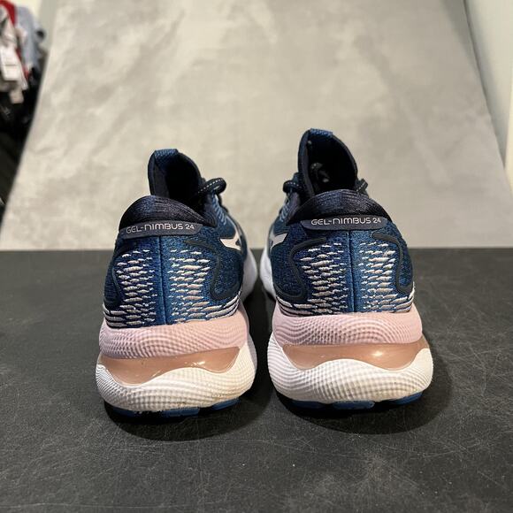 ASICS Gel Nimbus 24 Shoes Womens 10 Blue White FF Blast Running Sneakers Wide - Picture 5 of 10